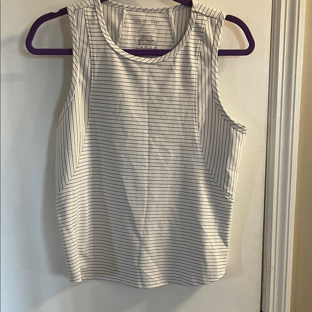 Sincerely Jules White and Black Striped Tank Top